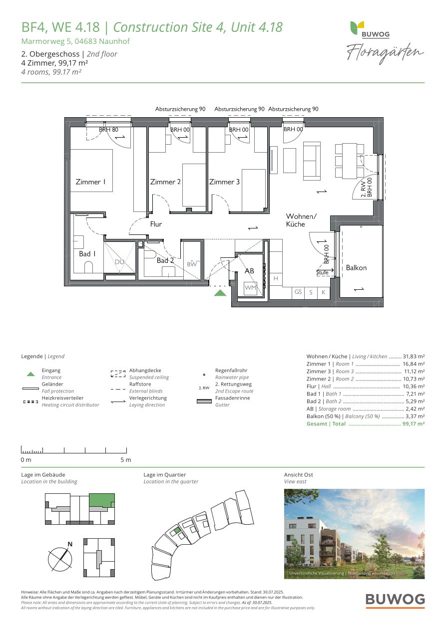 Grundriss Wohnung 4.18 in den Floragärten Naunhof