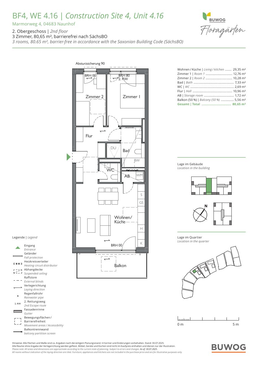 Grundriss Wohnung 4.16 in den Floragärten Naunhof